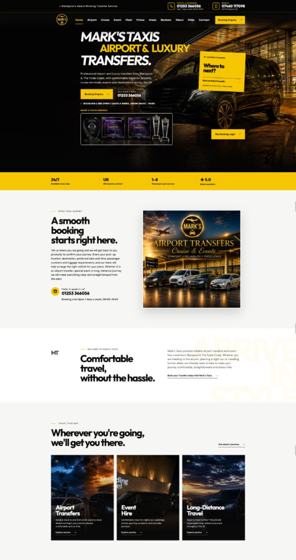 Modern business website displayed on a desktop screen as part of a website redesign review