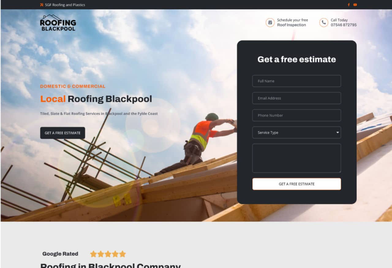 Roofing Blackpool website designed by HeyJames